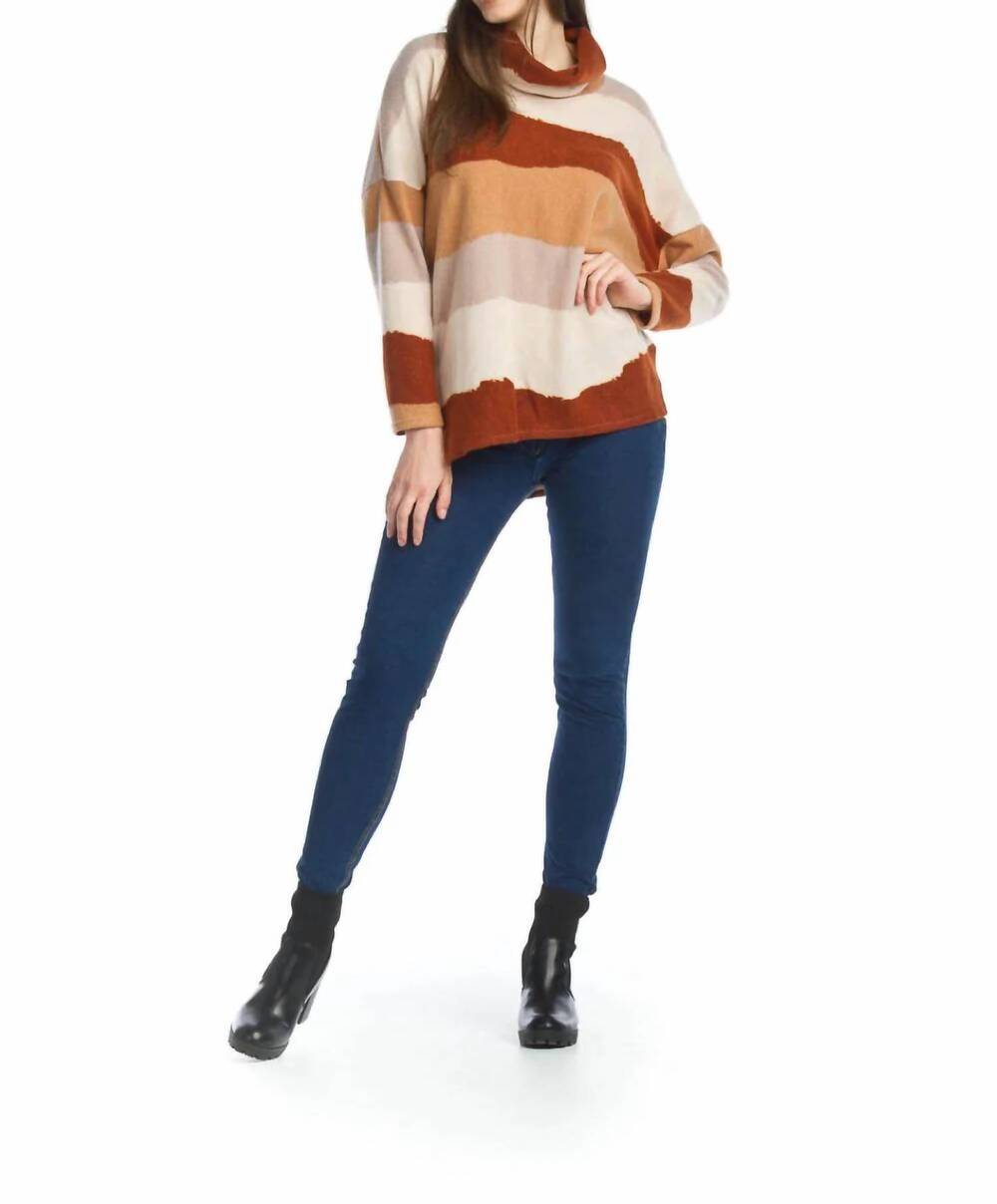 NEW PAPILLON striped oversized cowl neck sweater in multi